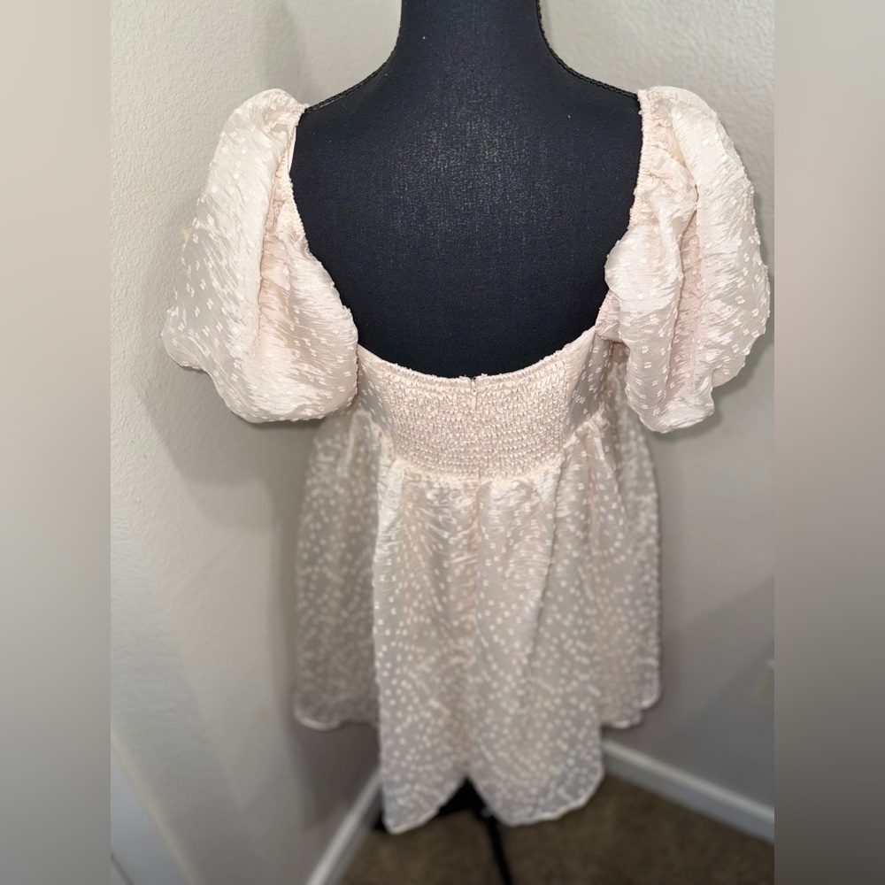 Storia Blush Pink Cottagecore Babydoll‎ Dress With Puff Sleeves- M - Picture 6 of 9